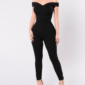 Black off the shoulder black jumpsuit